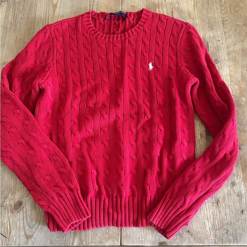Polo Ralph Lauren Red Cable Knit Sweater